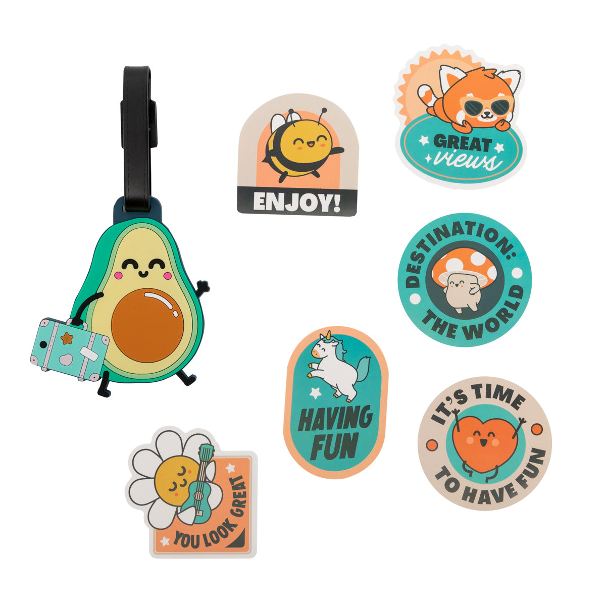 Luggage tag + sticker set - Avocado.