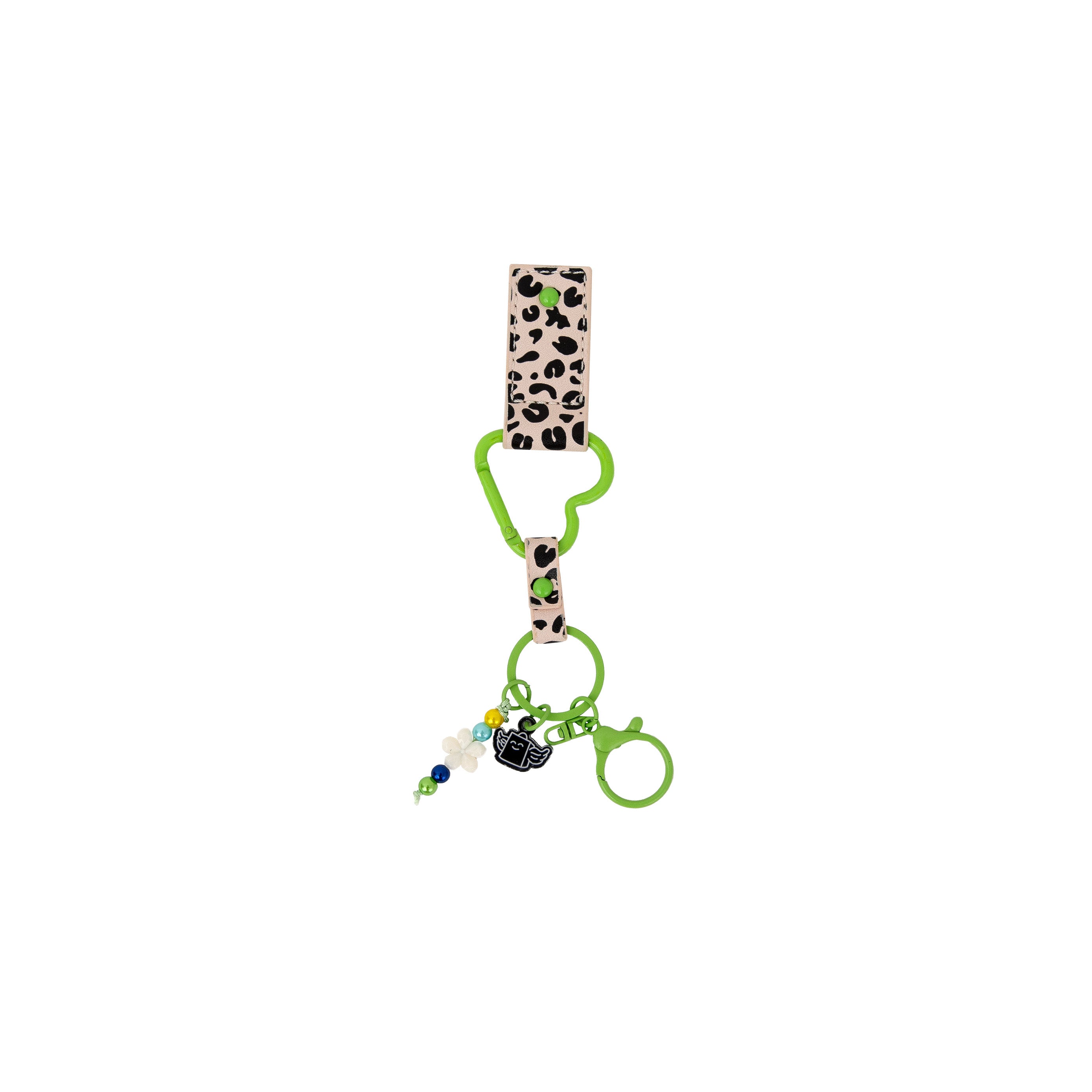 Keyring with charms - Animal print polka dots