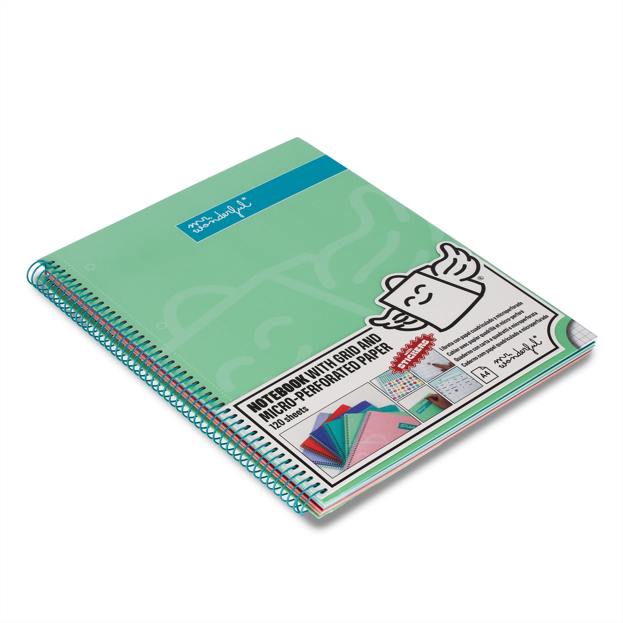 Libreta A4 verde 120 sheets - Grid paper and micro-perforated