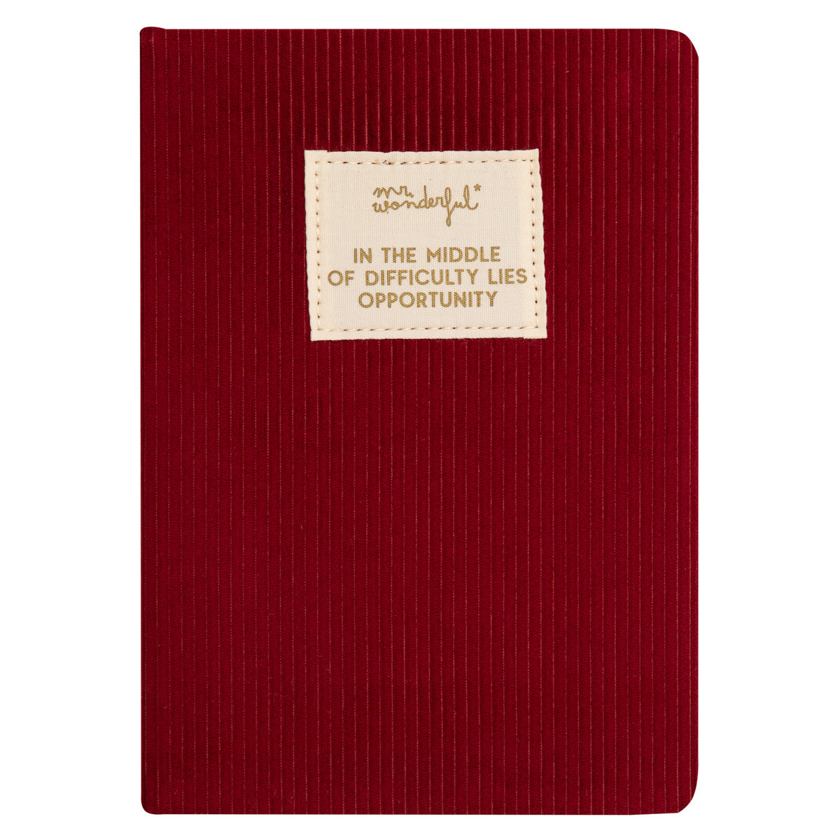 Carnet A5 velours côtelé rose - Au milieu de la difficulté se trouve l'opportunité. 