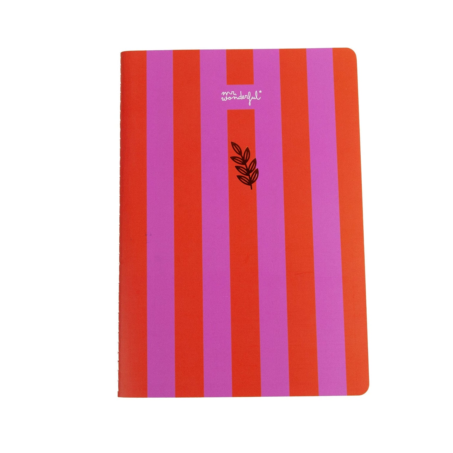 Libreta A5 sencilla Mr. Wonderful estampado a rayas fucsia y rojo