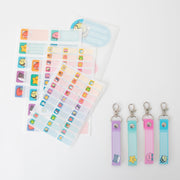 Pegatinas y cintas lanyard para personalizar el material escolar Mr. Wonderful - Abeja, melocotón, gato y estrella