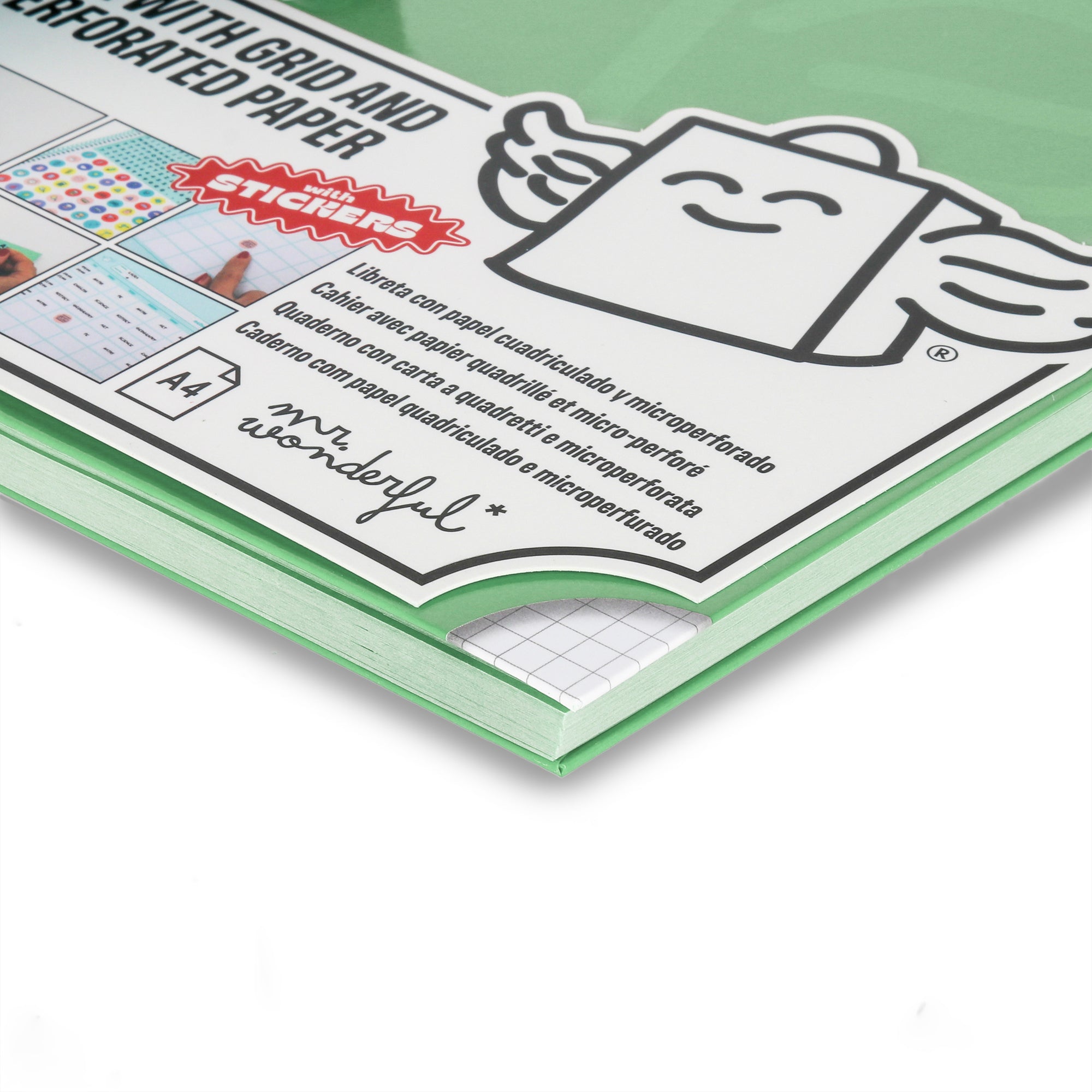 Libreta A4 menta 80 sheets - Grid paper and micro-perforated