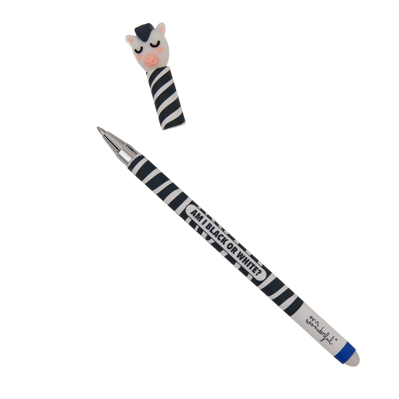 Boli borrable Bo-Bo Mr. Wonderful cebra con mensaje Am I black or white?
