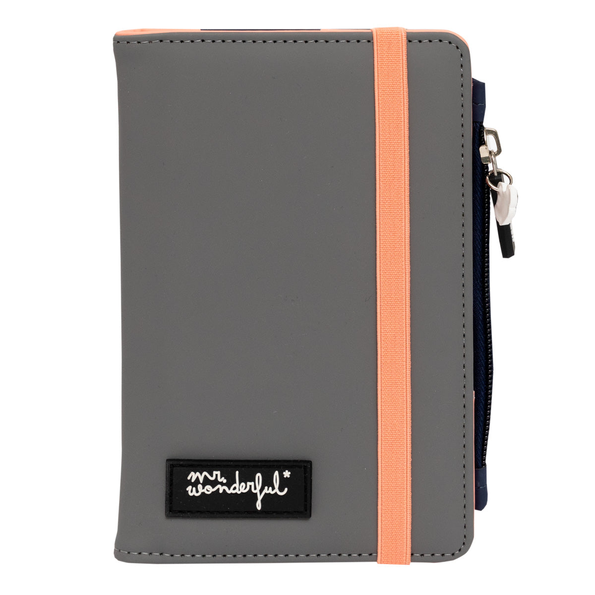 Pack Viaggio grigio – Portachiavi con cavi per cellulare + porta-passaporto + bottiglia termica