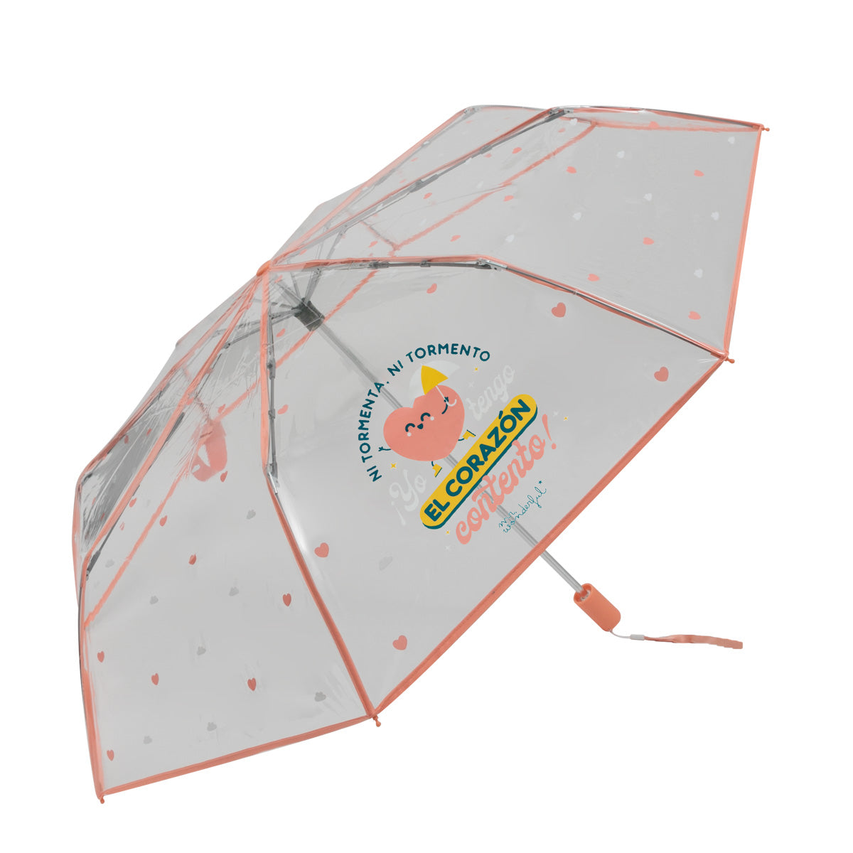 Paraguas mediano transparente - Ni tormenta, ni tormento. ¡Yo tengo el corazón contento!