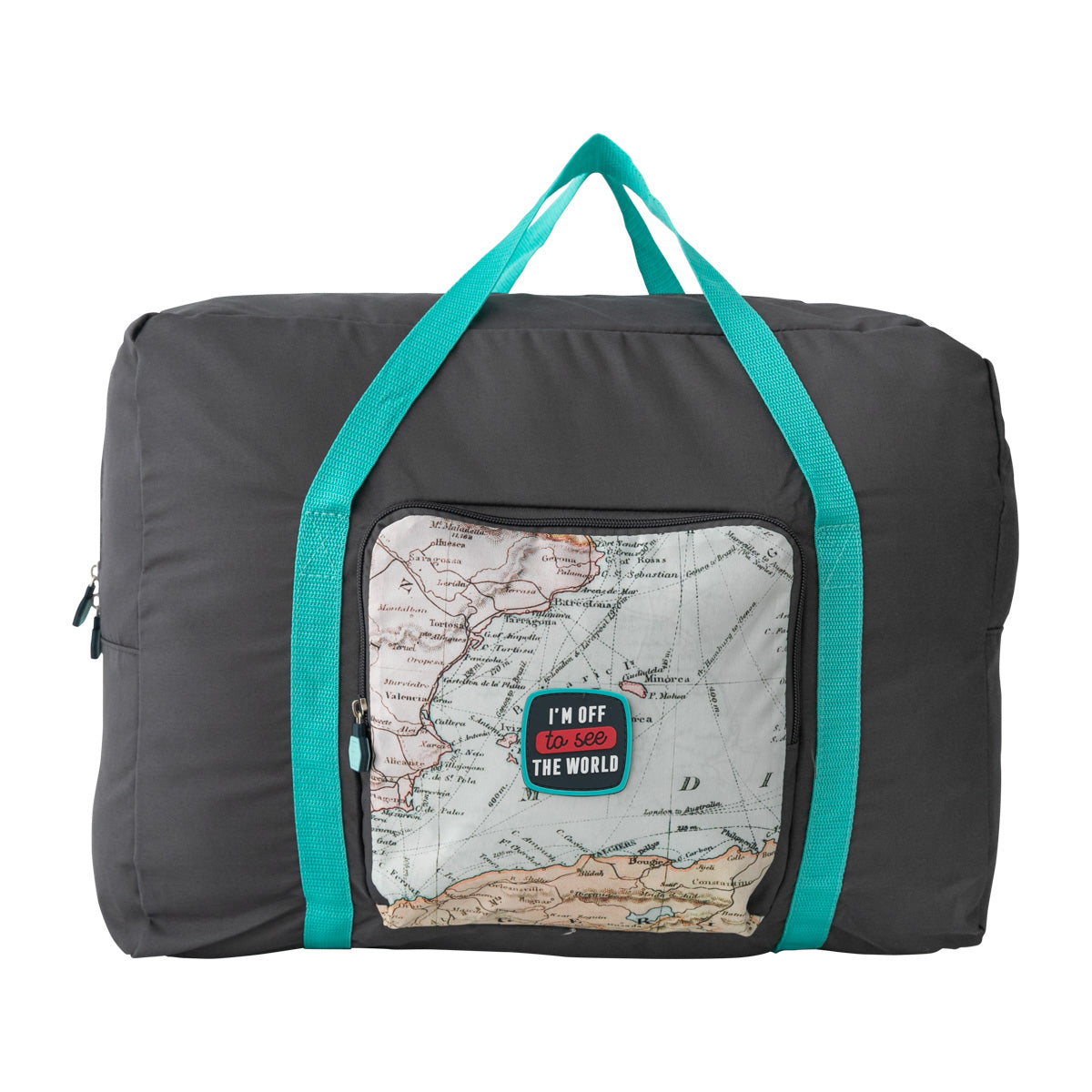 Blue foldable travel bag - I'm off to see the world