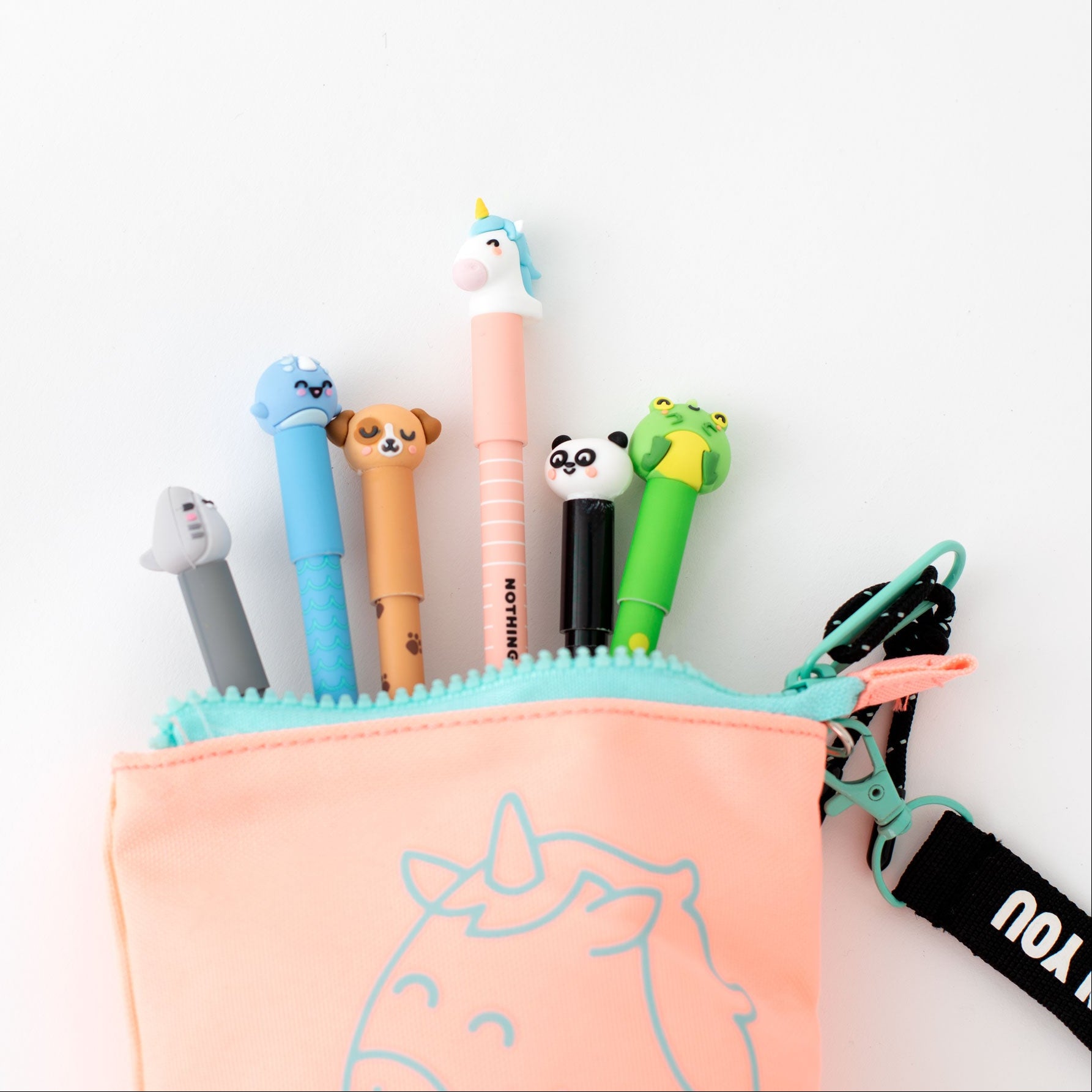 Estuche extensible rosa con 6 bolis borrables Bo-Bo Mr. Wonderful con mensaje