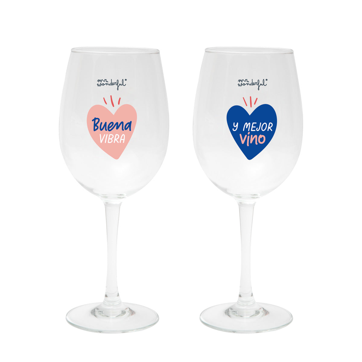 Set de 2 copas de vino - Buena vibra y mejor vino