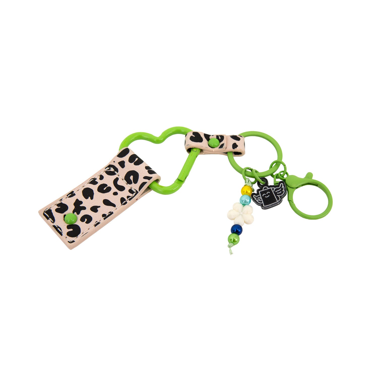 Keyring with charms - Animal print polka dots
