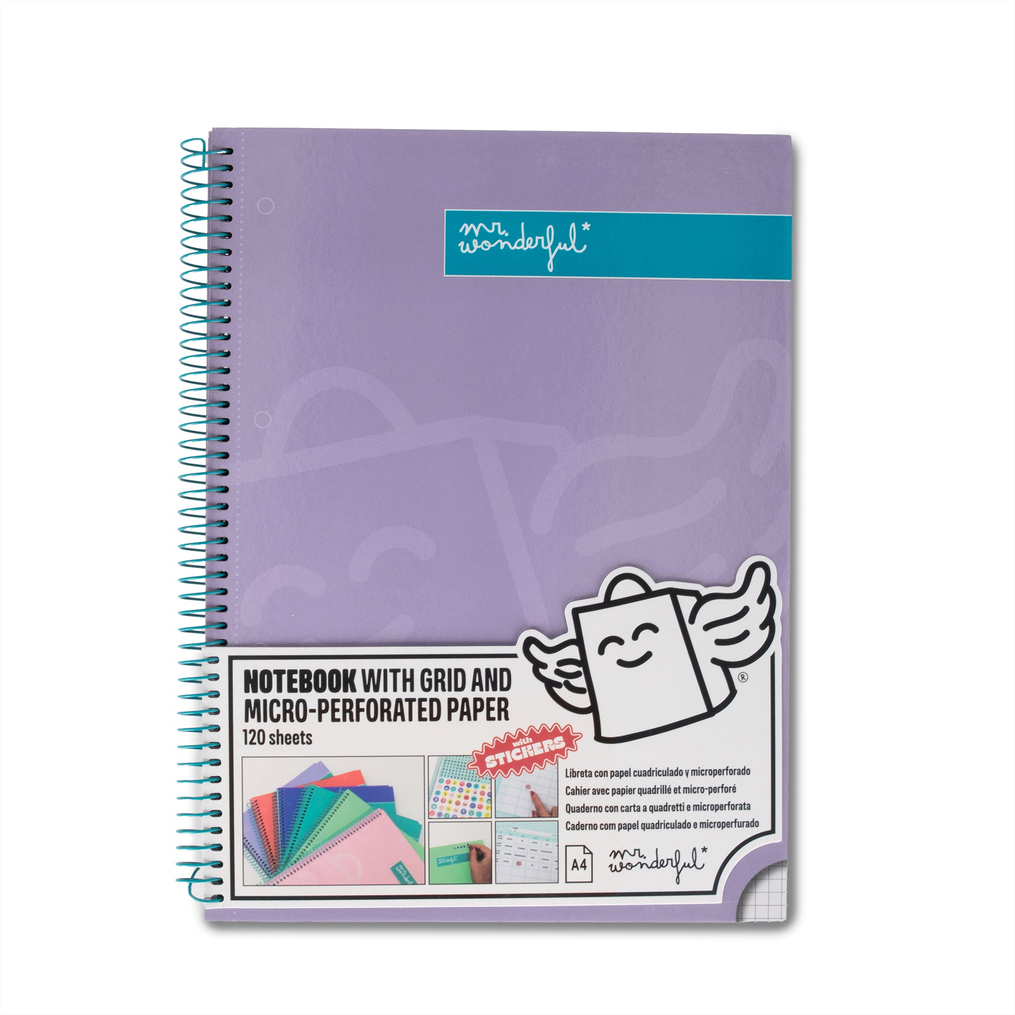 Libreta A4 Lila 120 sheets - Grid and micro-perforated paper