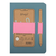 Libreta A5 Mr. Wonderful con gomas elásticas para enganchar móvil y boli color azul