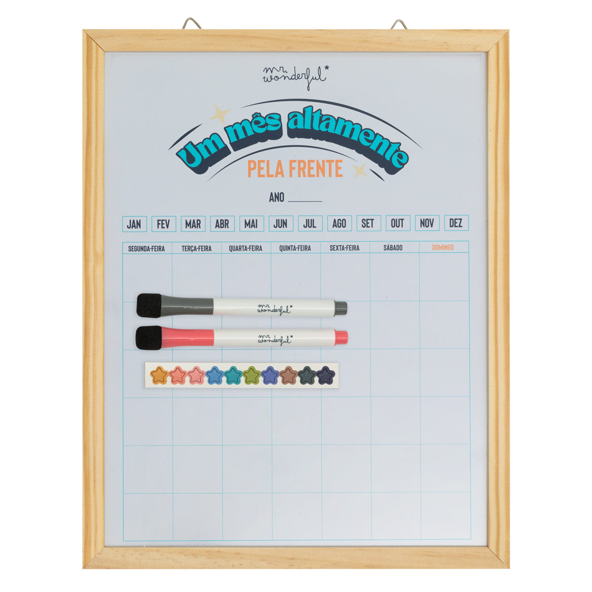 Organizador mensal magnético Mr. Wonderful de quadro branco para a parede - Um mês altamente pela frente