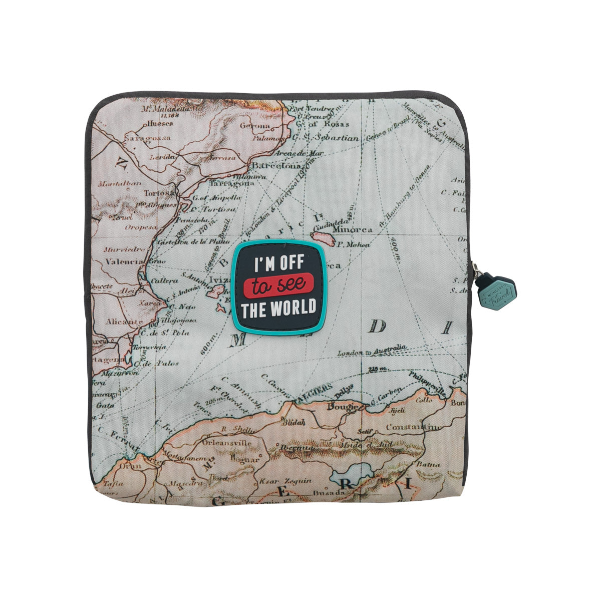 Blue foldable travel bag - I'm off to see the world