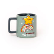 Taza Mr. Wonderful estrella y arcoíris con mensaje en inglés I was born to shine