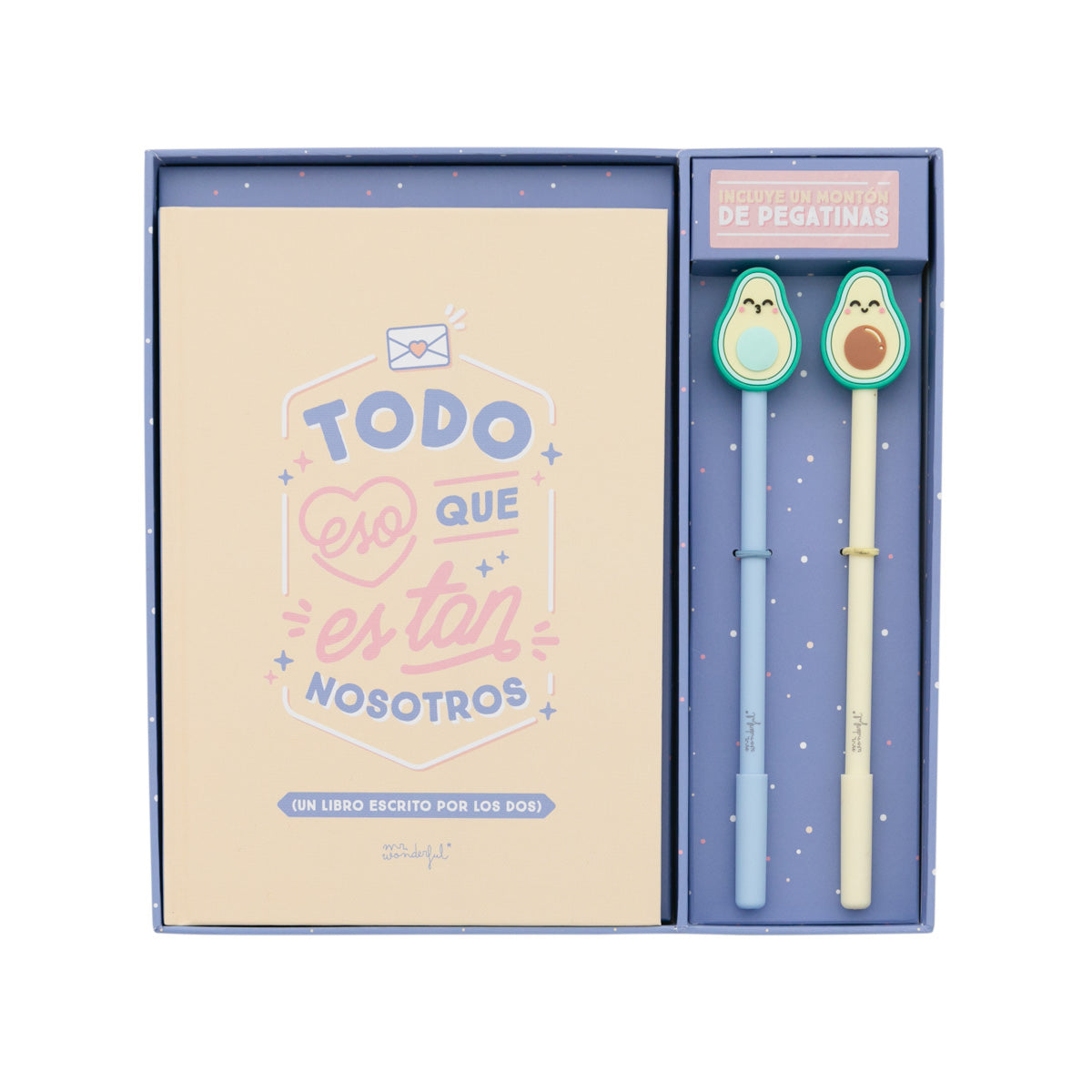 Set de libro rellenable amor + 2 bolis con forma d