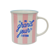 Mug rose pour les femmes avec message en français Mr. Wonderful - Un grand jour t'attend