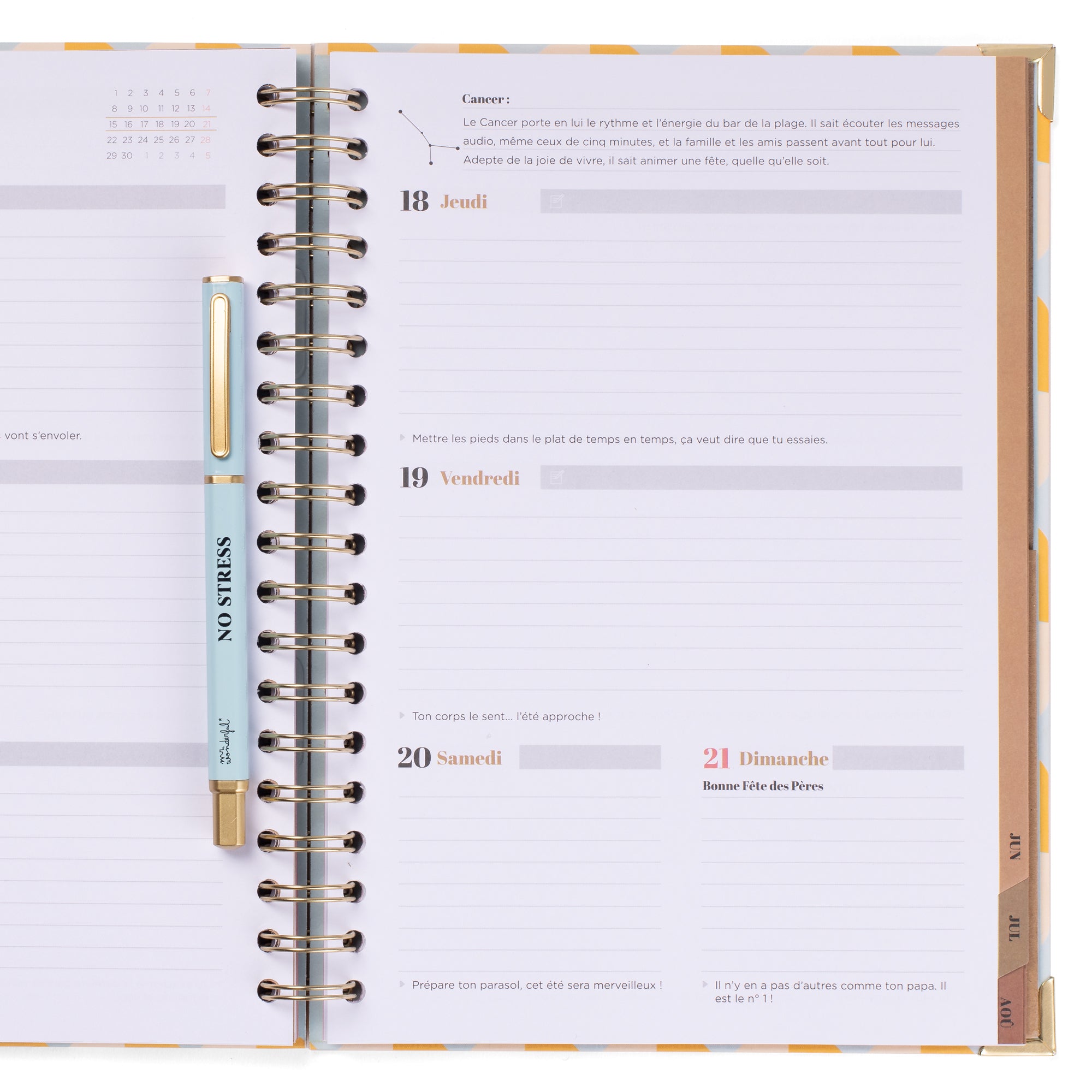 Set d'Agenda Office 2025-26 Semainier Grand format + stylo - No stress