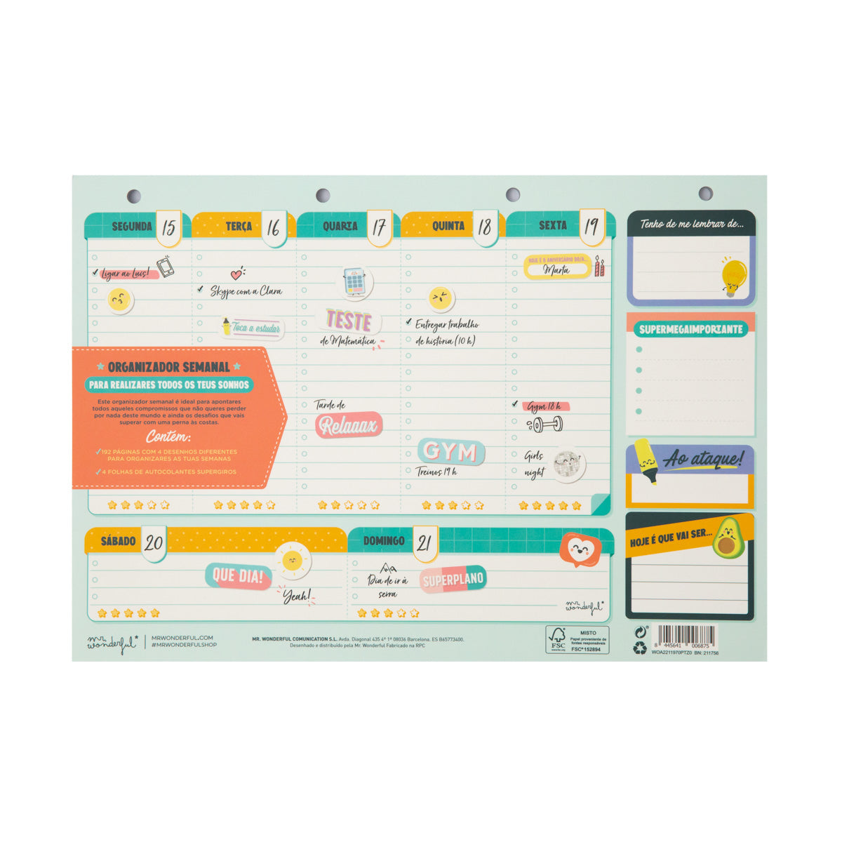 Organizador semanal para qualquer plano brutal 