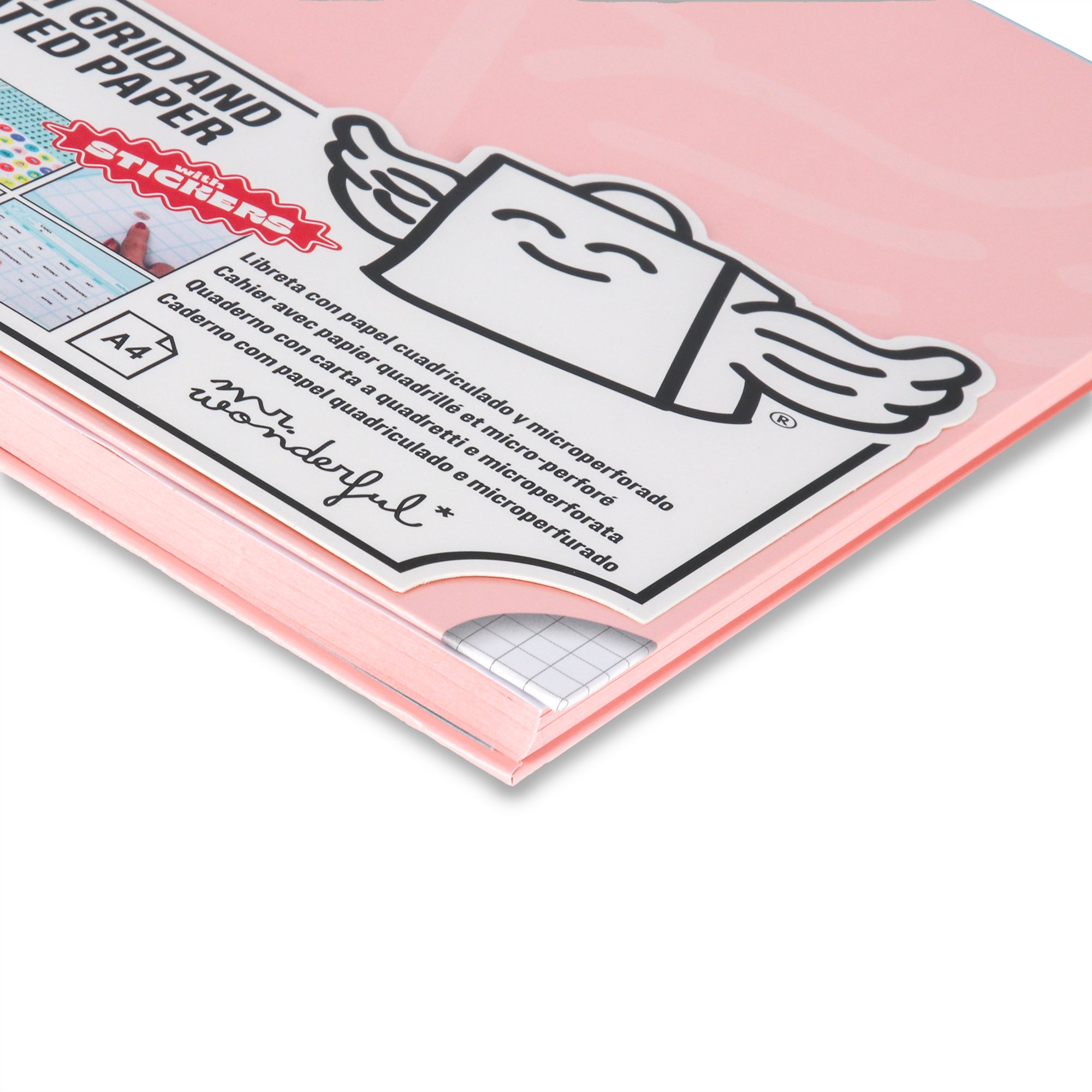 Libreta A4 Rosa 80 sheets - Grid paper and micro-perforated
