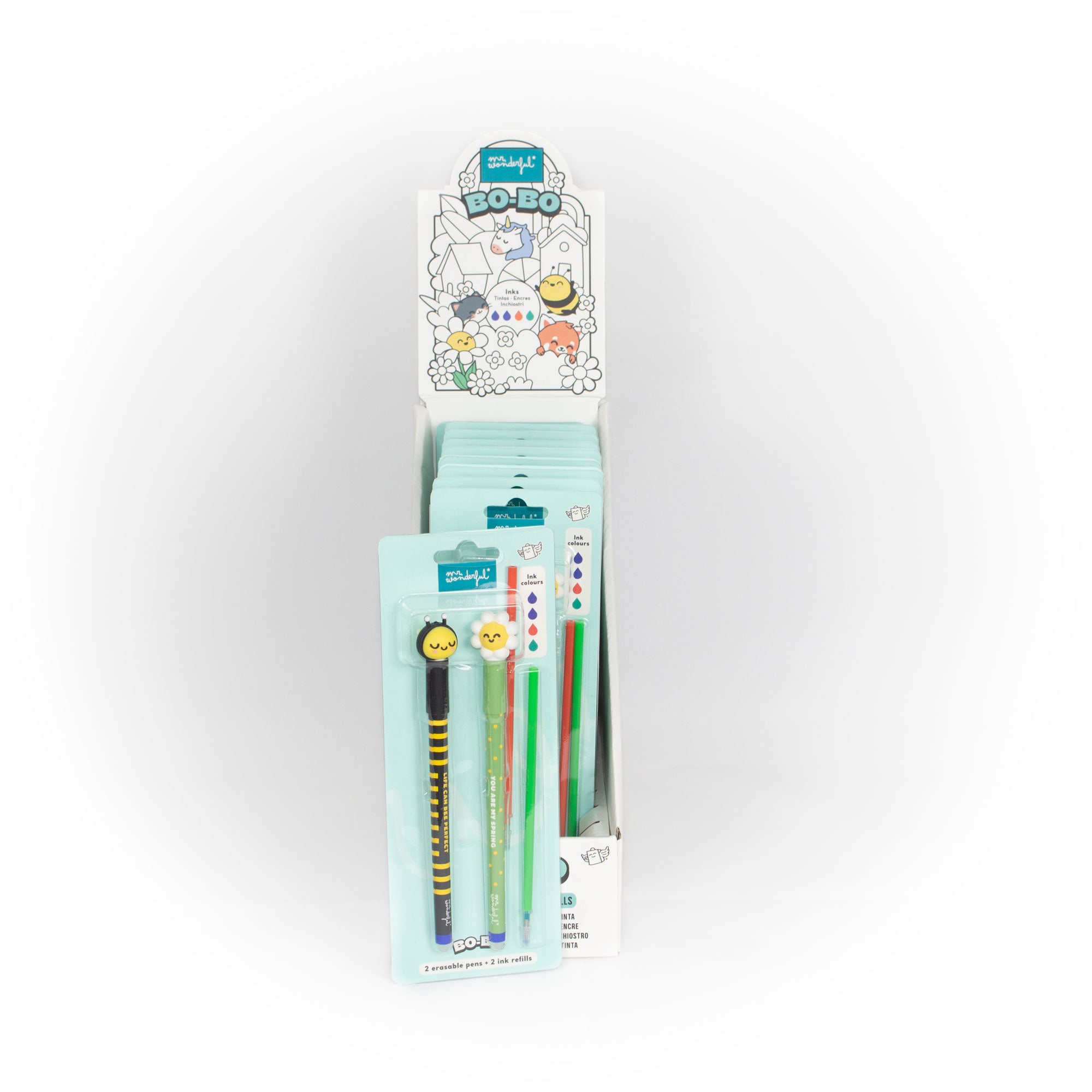 Set of 2 erasable Bo-Bo pens + 2 ink refills - Bee and Daisy