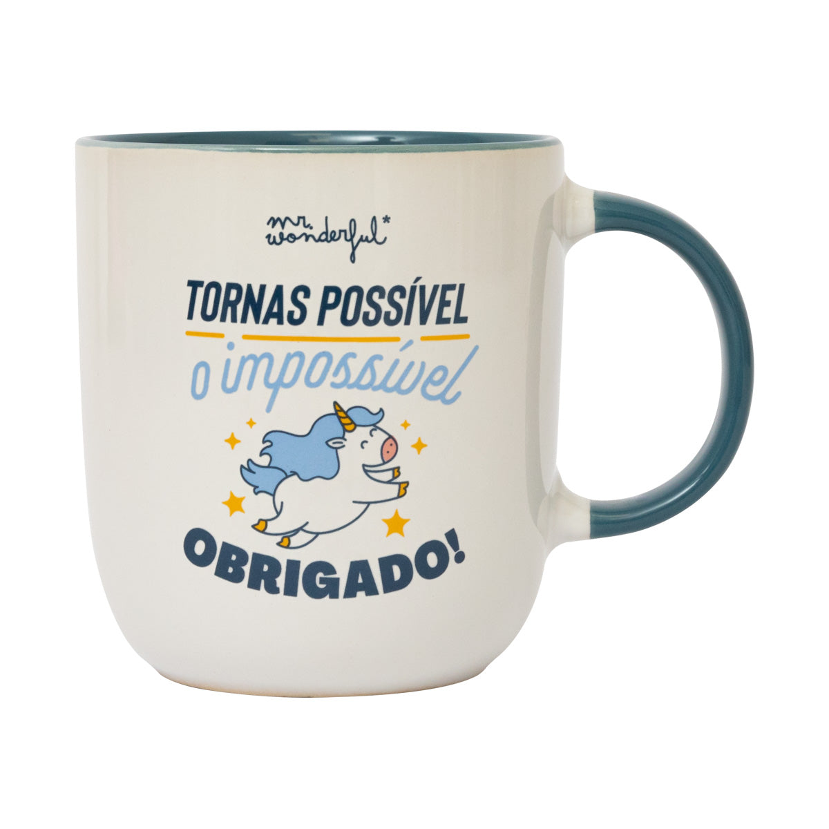 Caneca com mensagem de agradecimiento em português Mr. Wonderful - Tornas possível o impossível
