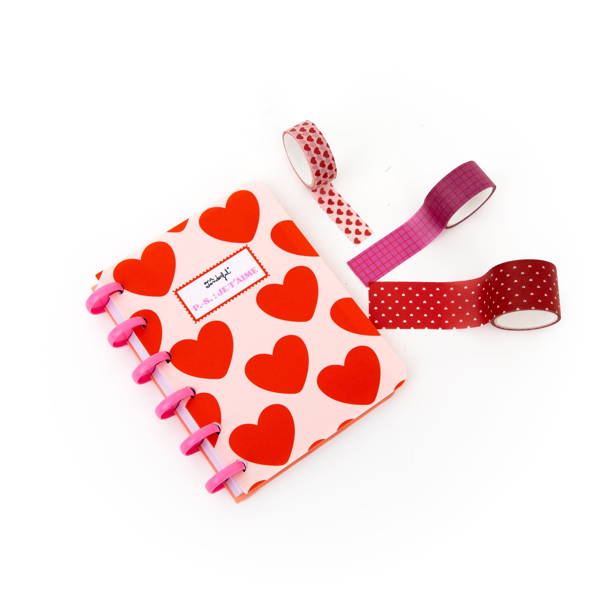 Set de cahier A6 pour laisser des mots d’amour + 3 washi tapes - P.-S. : Je t’aime