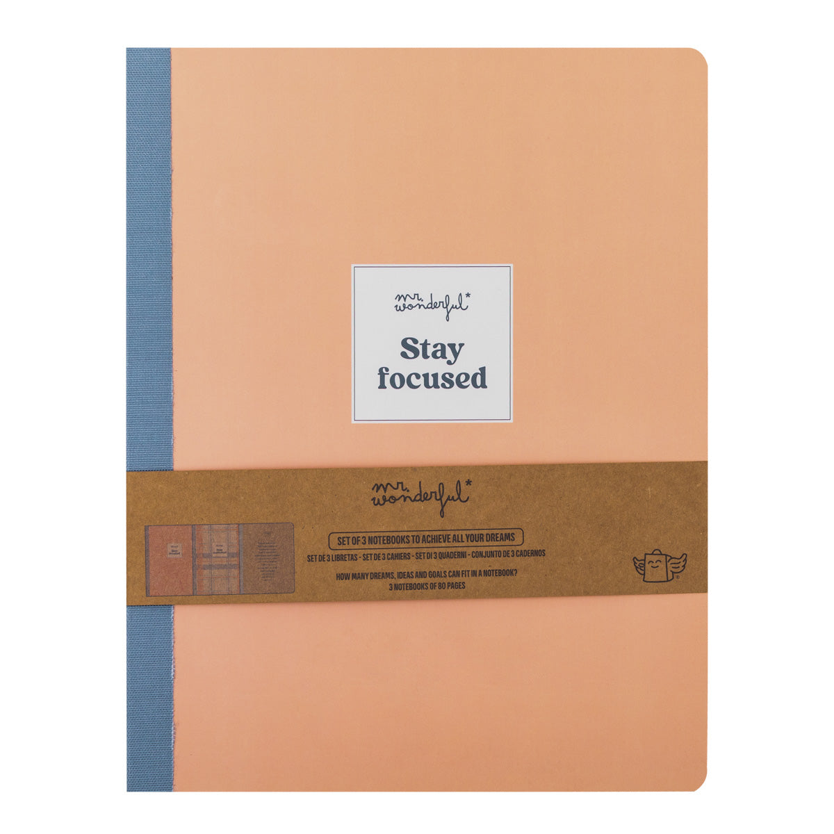 Set di 3 quaderni formato A5 per realizzare tutti i tuoi sogni – Stay focused