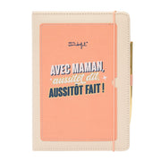 Cahier avec poche + stylo avec message en français pour les mamans Mr. Wonderful Fête des Mères - Avec maman, aussitôt dit, aussitôt fait !