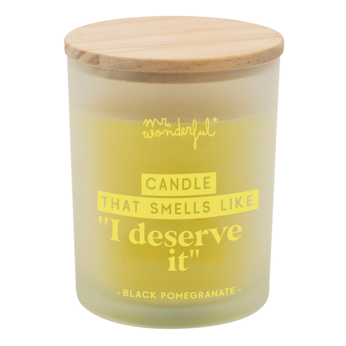 Vela perfumada con mensaje en inglés Mr. Wonderful - Candle that smells like "I deserve it"