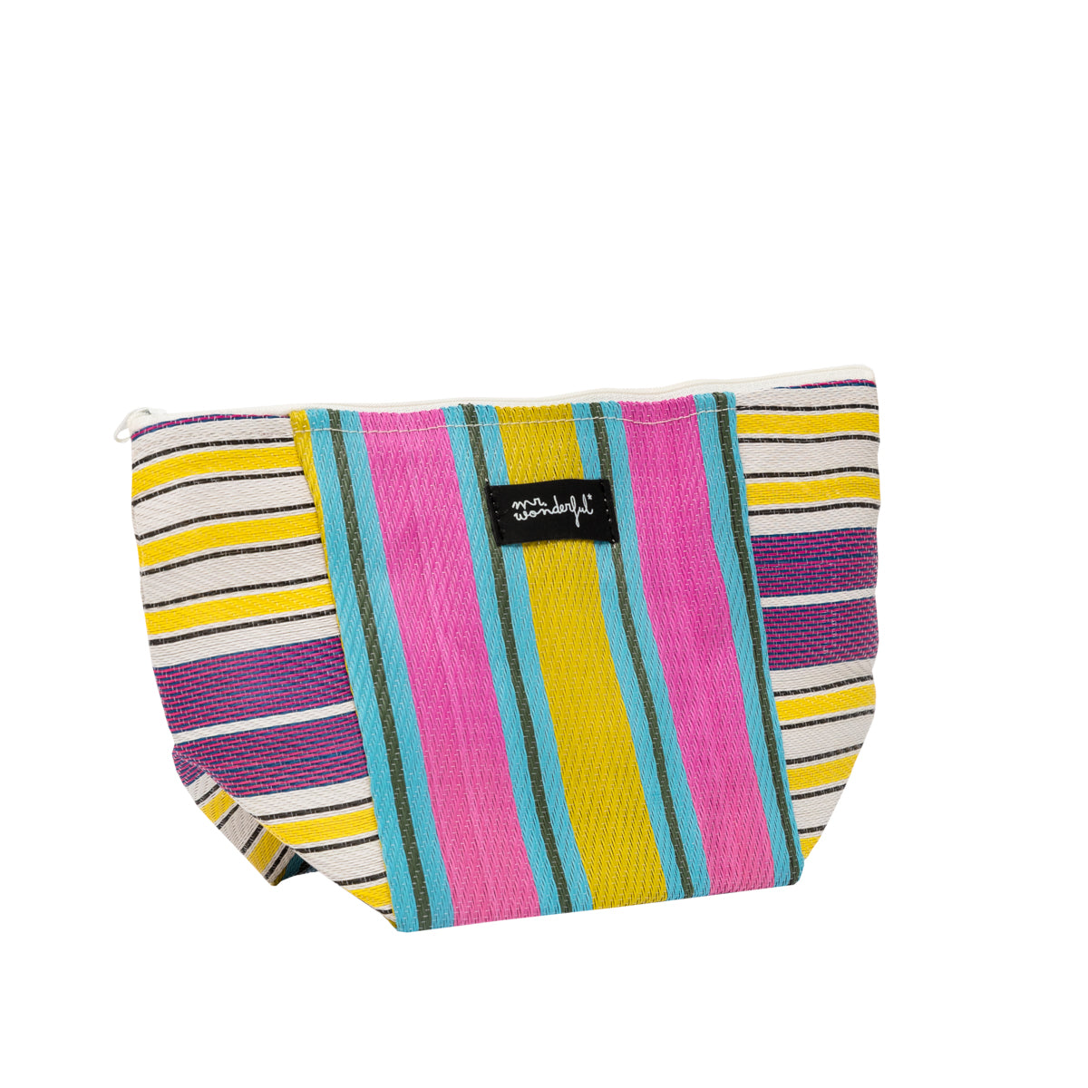 Striped beach toiletry bag – Yellow, blue and purple