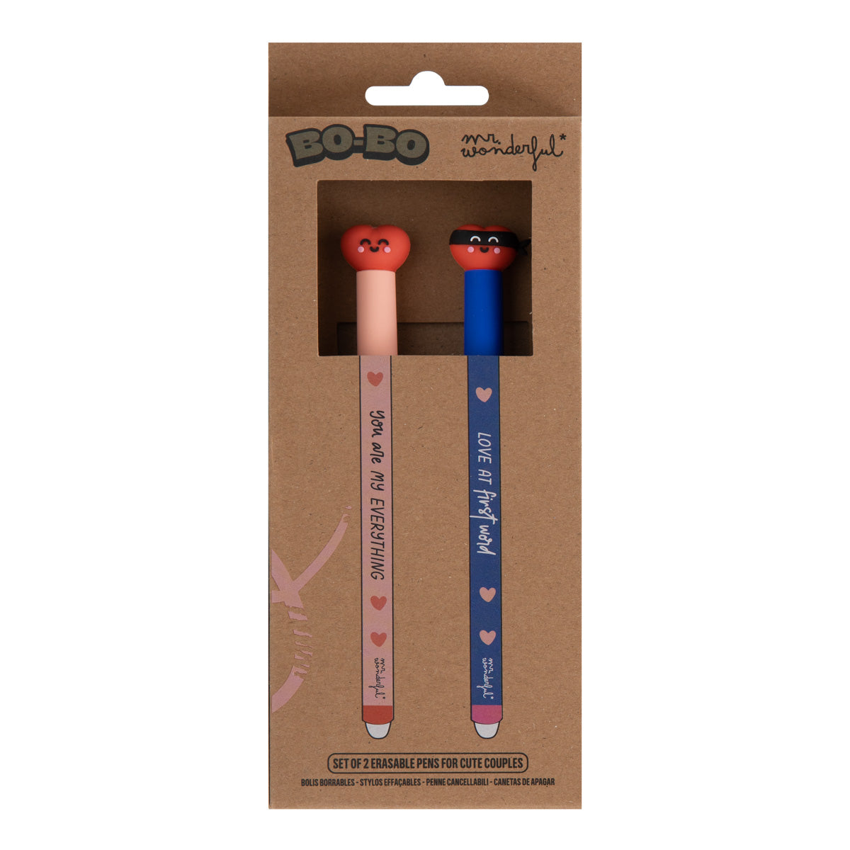 Set of 2 erasable Bo-bo pens for couples - Love at first word