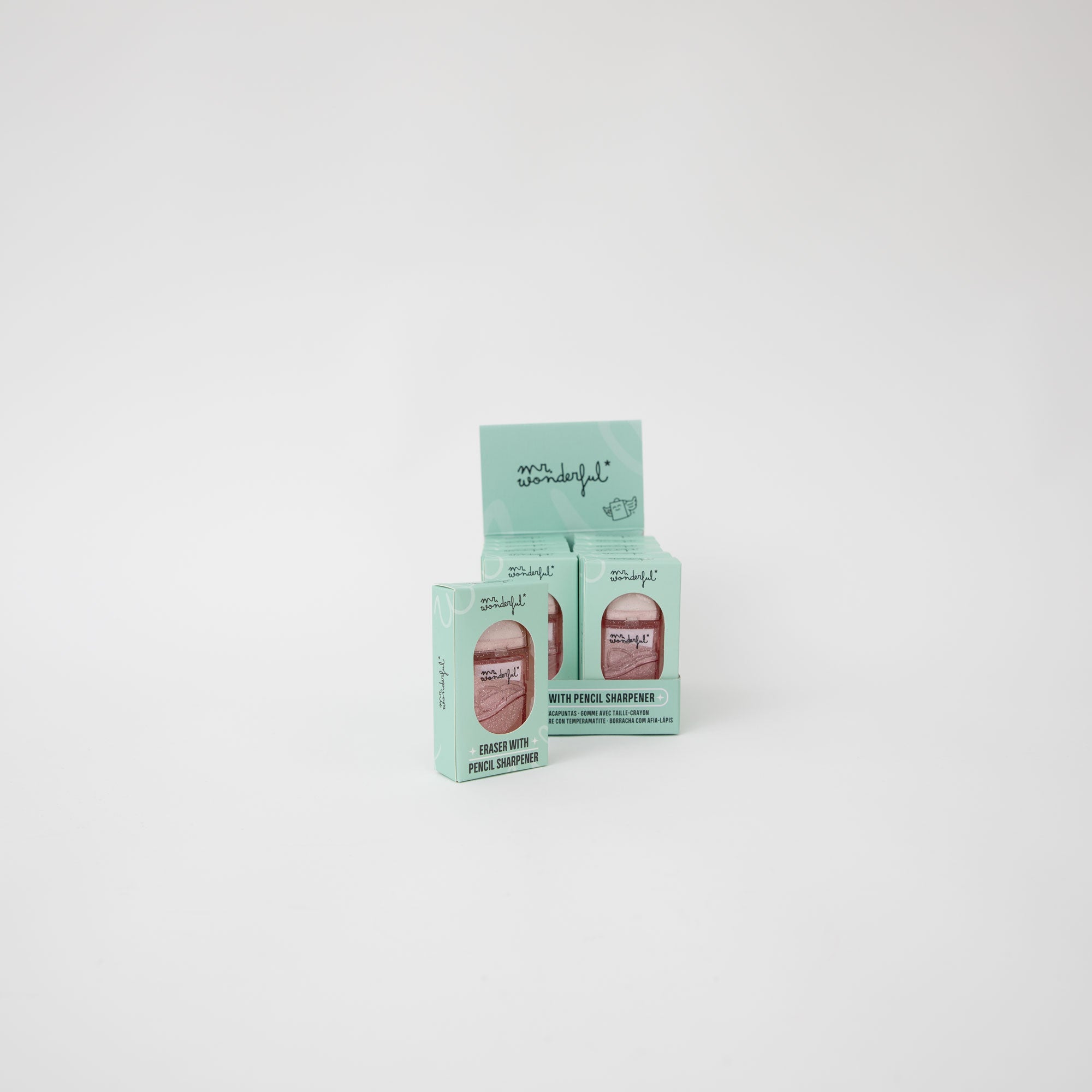 Gomme à paillettes rose avec réservoir