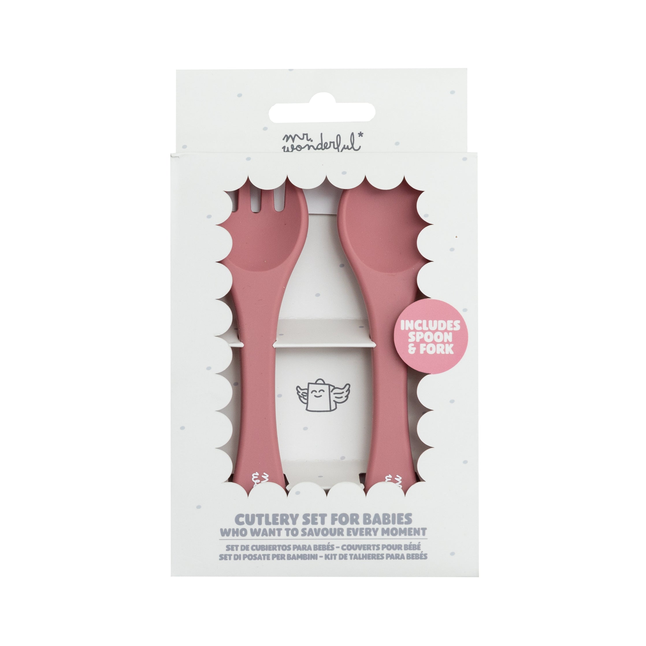 Silicone cutlery set for babies - Pink