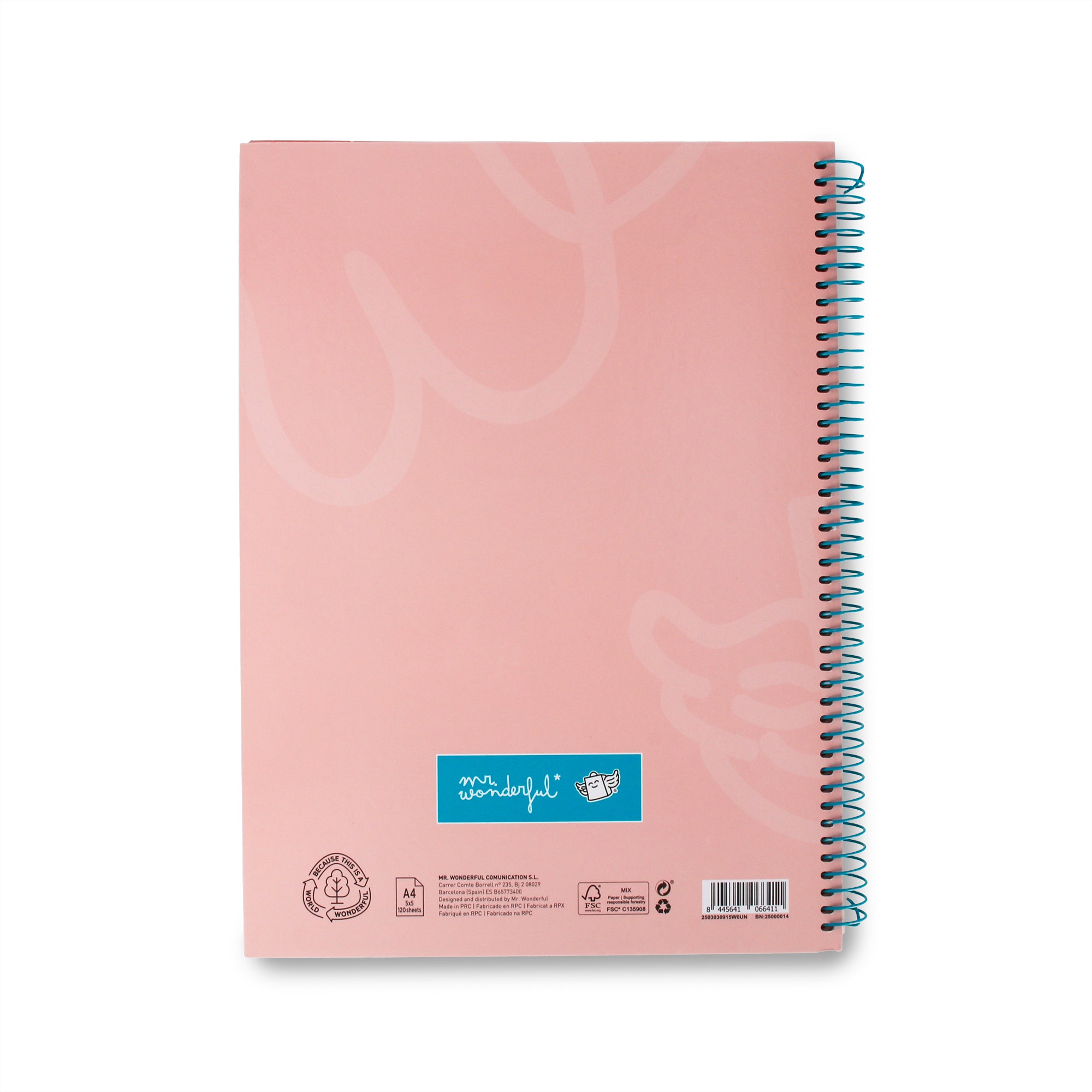 Libreta A4 rosa 120 sheets - Grid paper and micro-perforated