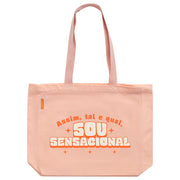 Saco de pano tote bag com mensagem em português Mr. Wonderful alaranjado - Assim tal e qual, sou sensacional