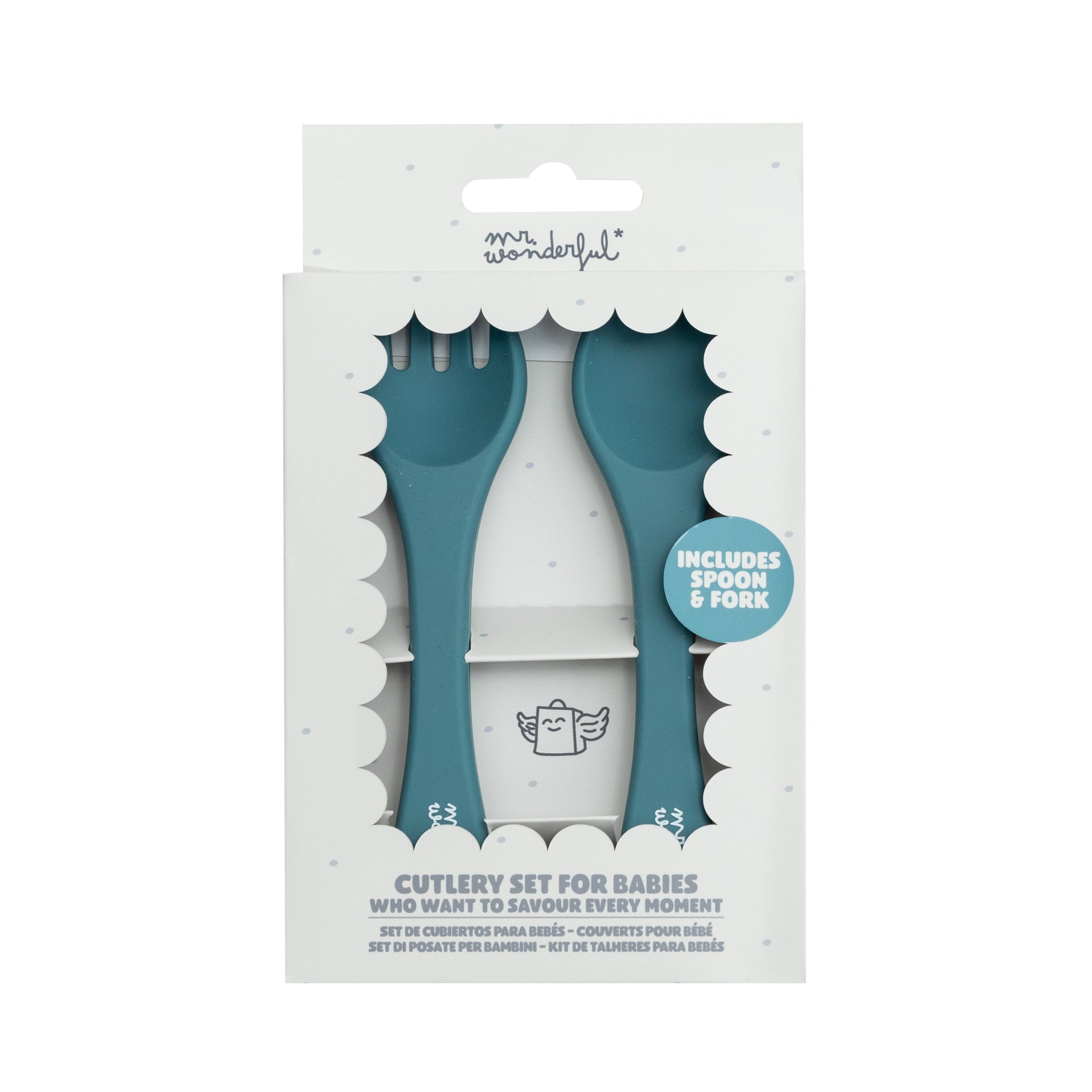 Silicone cutlery set for babies - Blue