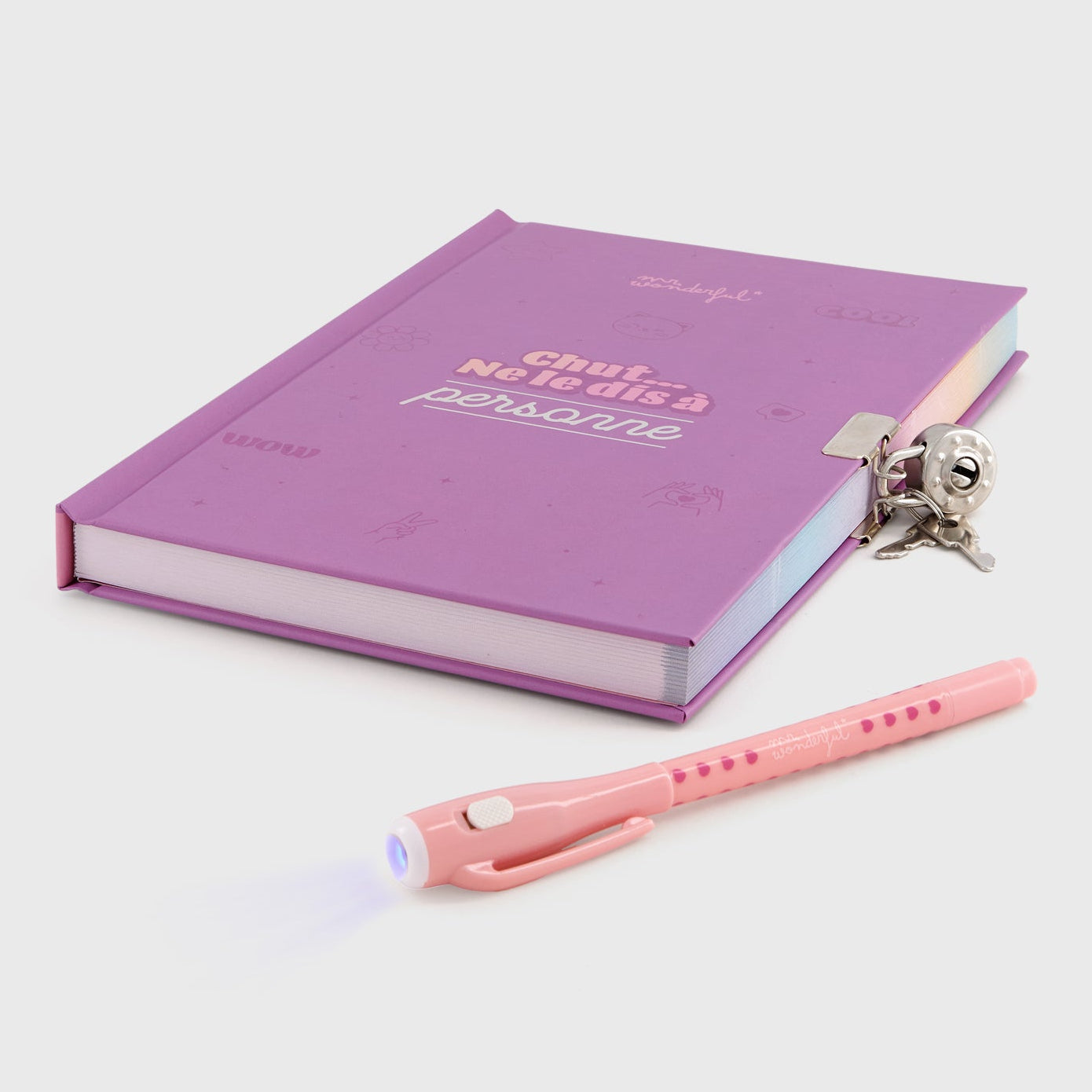 Journal intime pour les enfants Mr. Wonderful + stylo à encre normale et invisible - Chut… ne le dis à personne