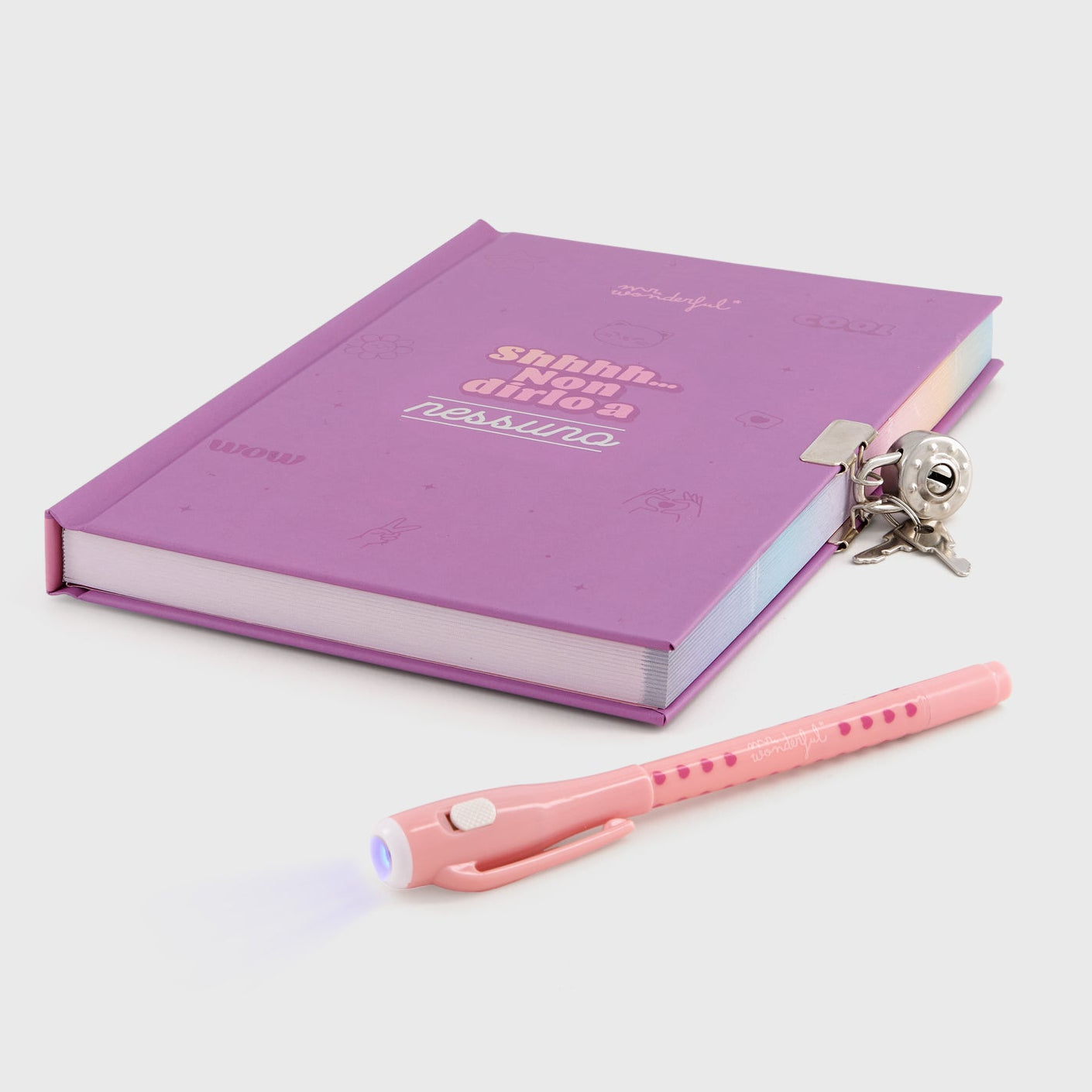 Diario personale infantile Mr. Wonderful + penna con inchiostro normale e invisibile - Shhhh… non dirlo a nessuno