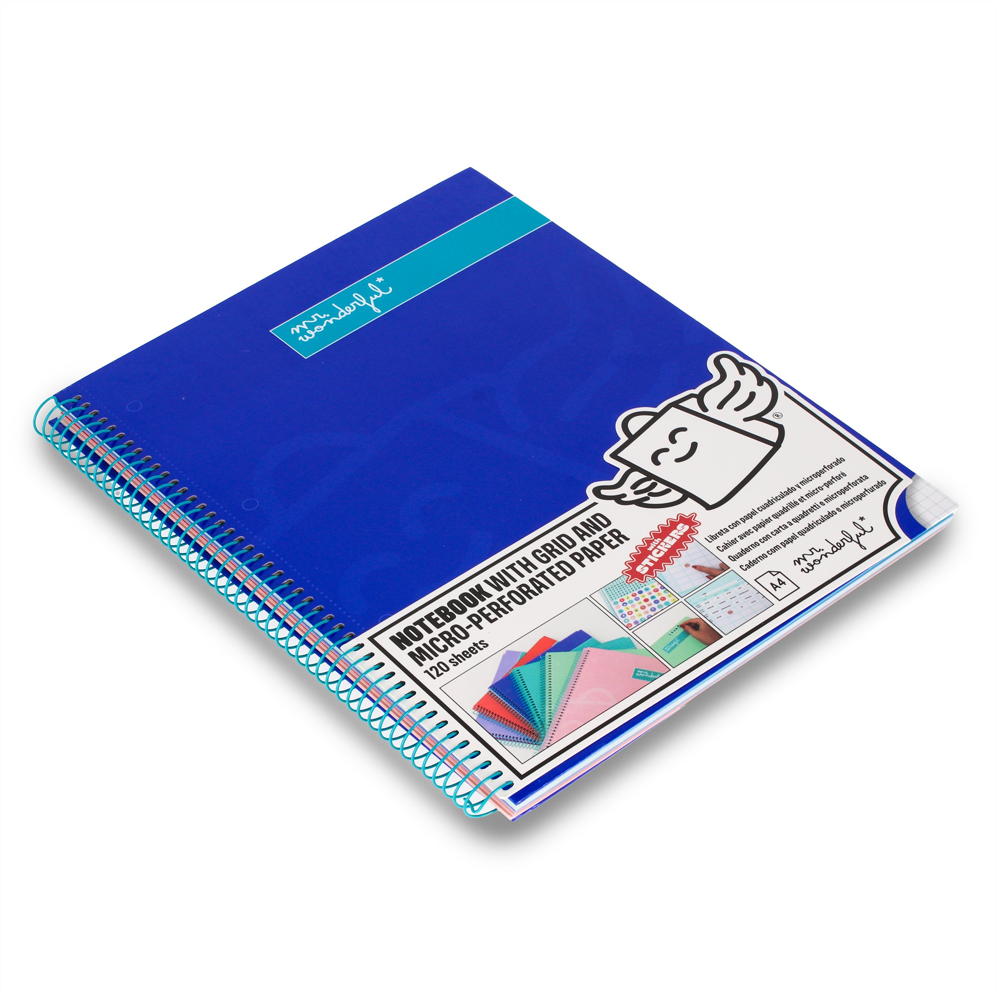 Libreta A4 azul 120 sheets - Grid paper and micro-perforated
