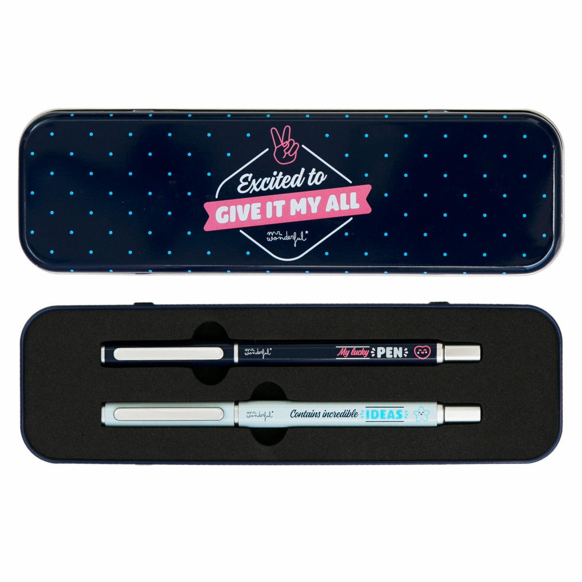 Set of 2 pens + pencil case to take notes like a pro