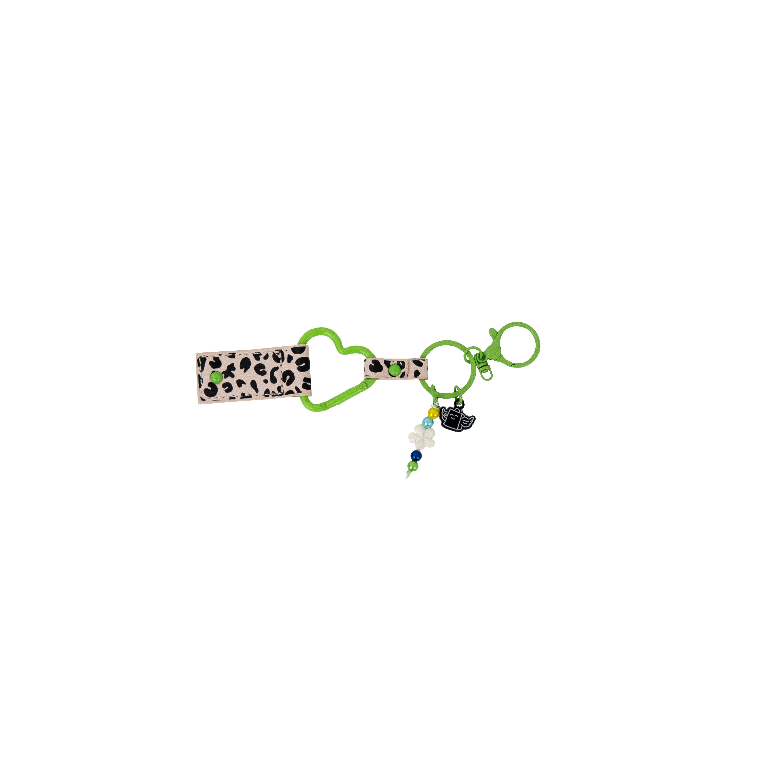Keyring with charms - Animal print polka dots