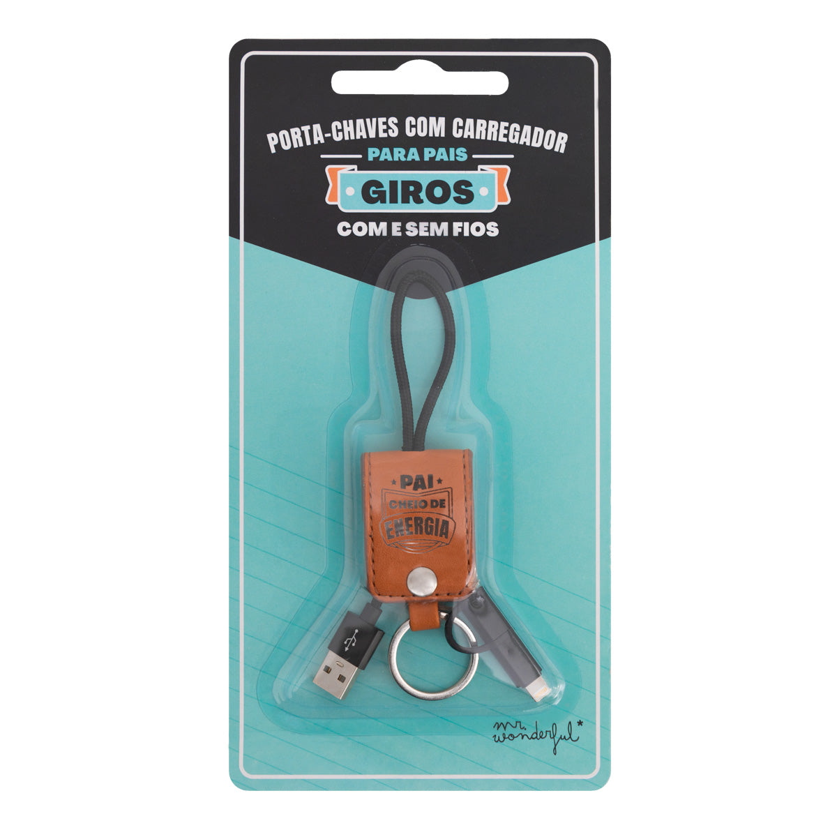 Porta-chaves com carregador para telemóvel - Pai cheio de energia