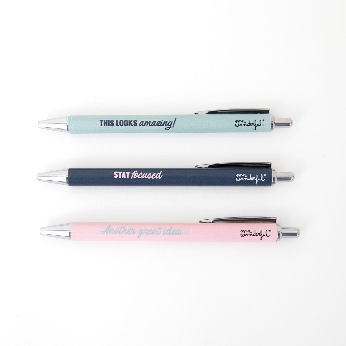 Set de 3 boligrafos metálicos para momentos de inspiración