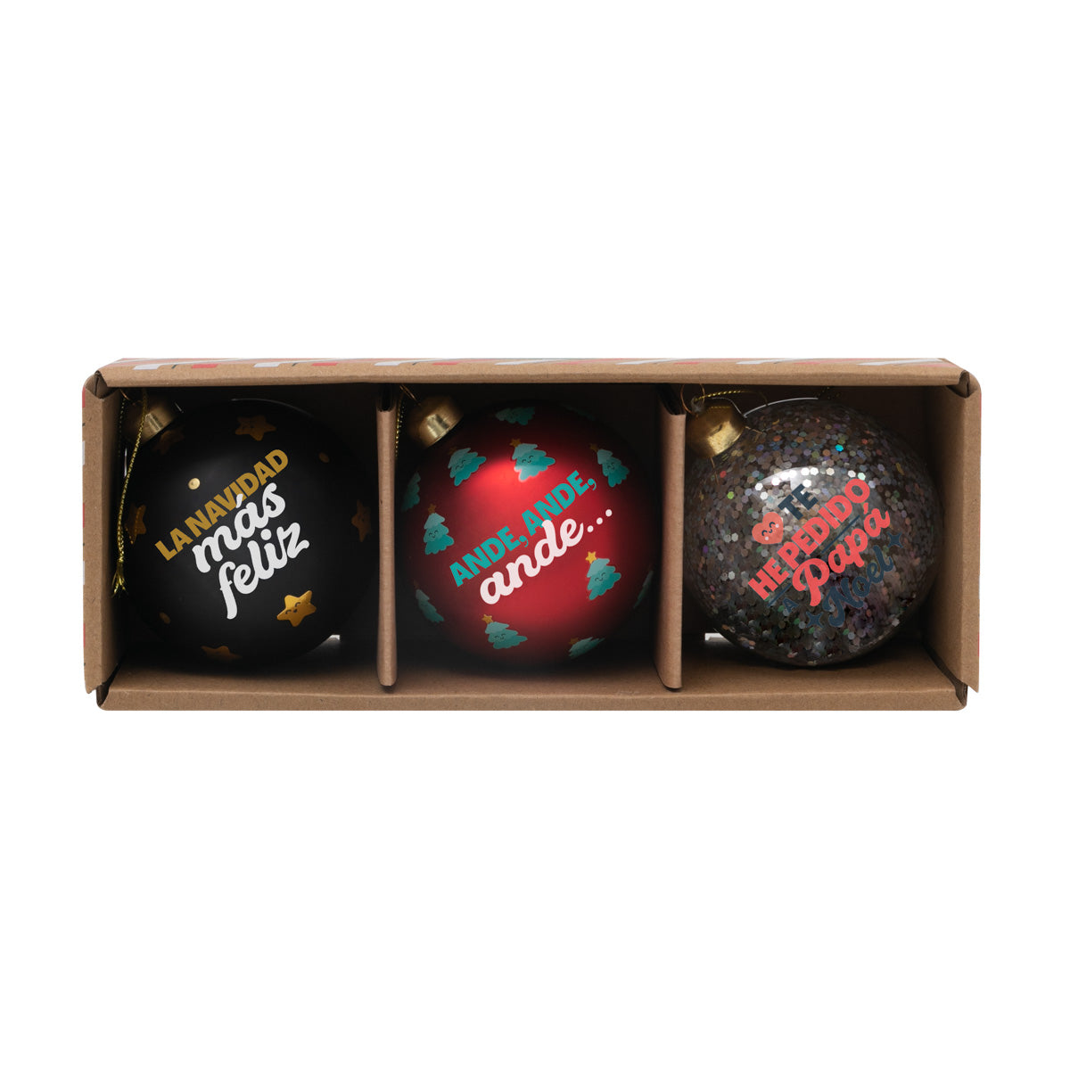 Lot de 3 boules de Noël - Le plus joyeux Noël 