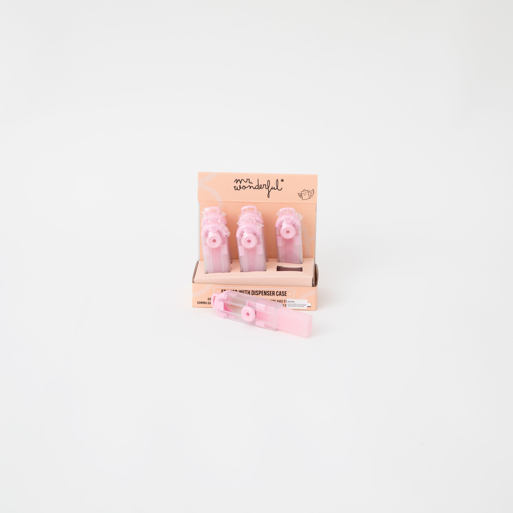 Gomme avec distributeur à molette - Paillettes roses