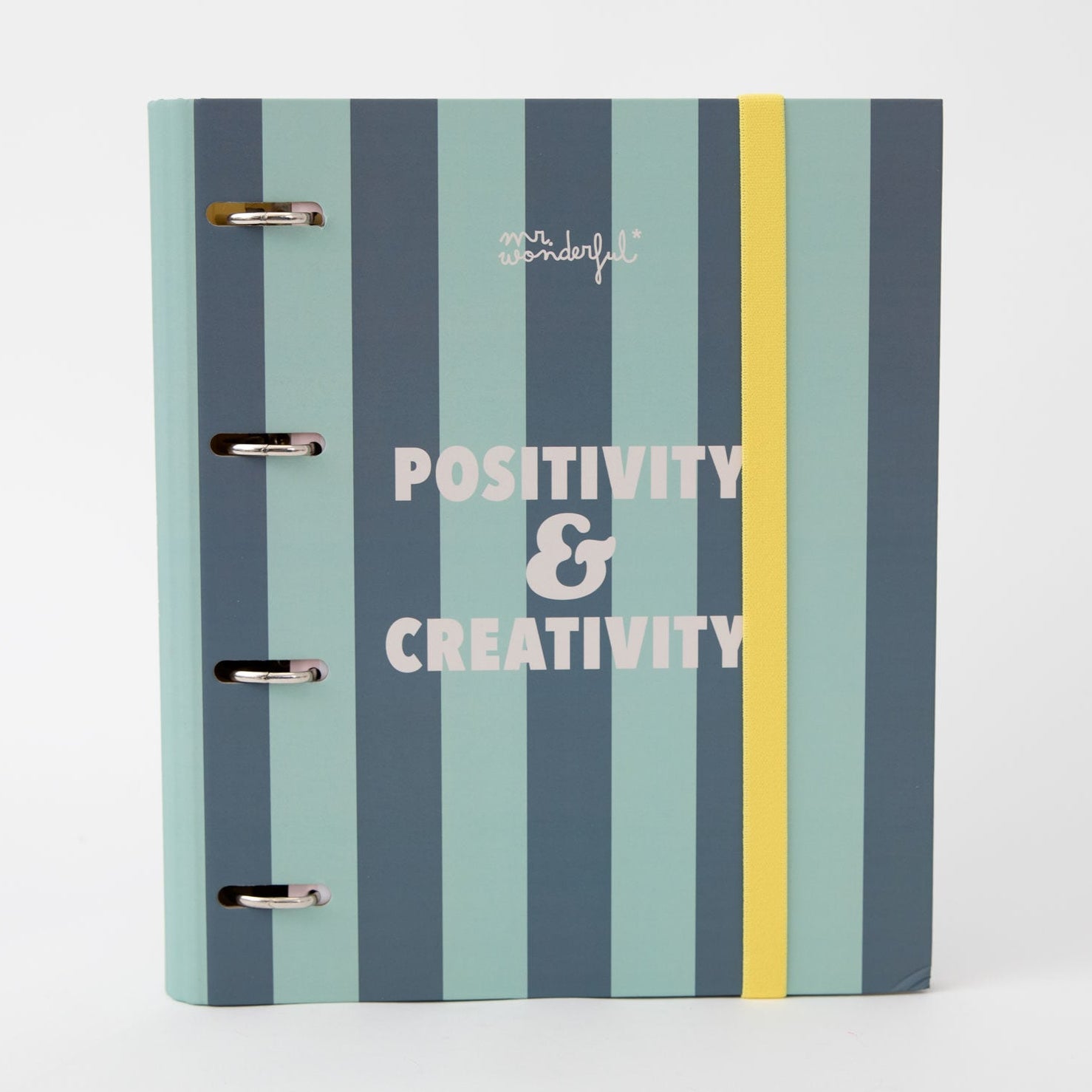 Carpeta escolar con anillas y folios con frase Mr. Wonderful - Positivity & creativity