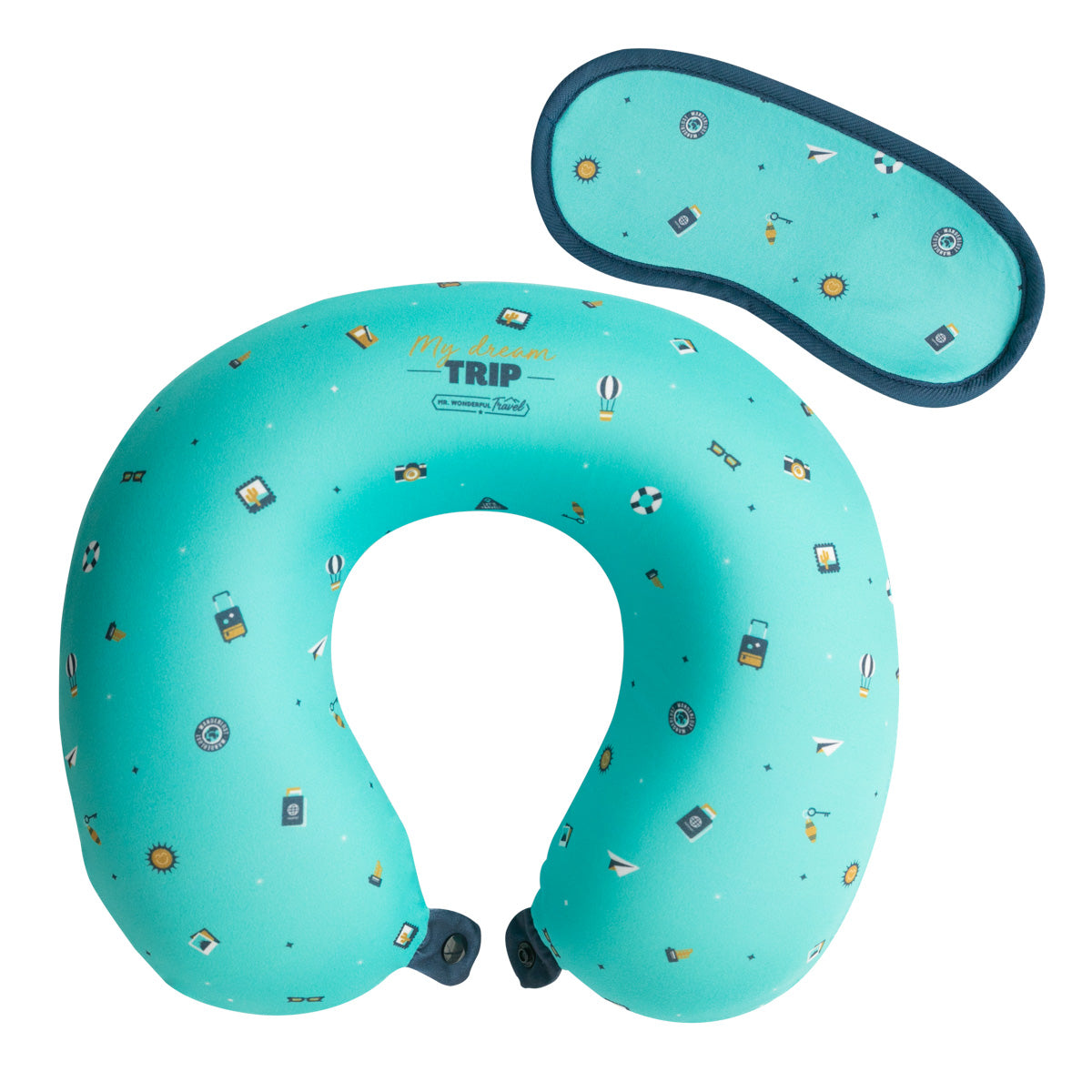 Travel pillow with sleep mask to dream wherever you go - Blue