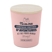 Bougie aromatique avec message en français pour les amies Mr. Wonderful - Tu es ma compagne préférée d'aventures et de fous rires