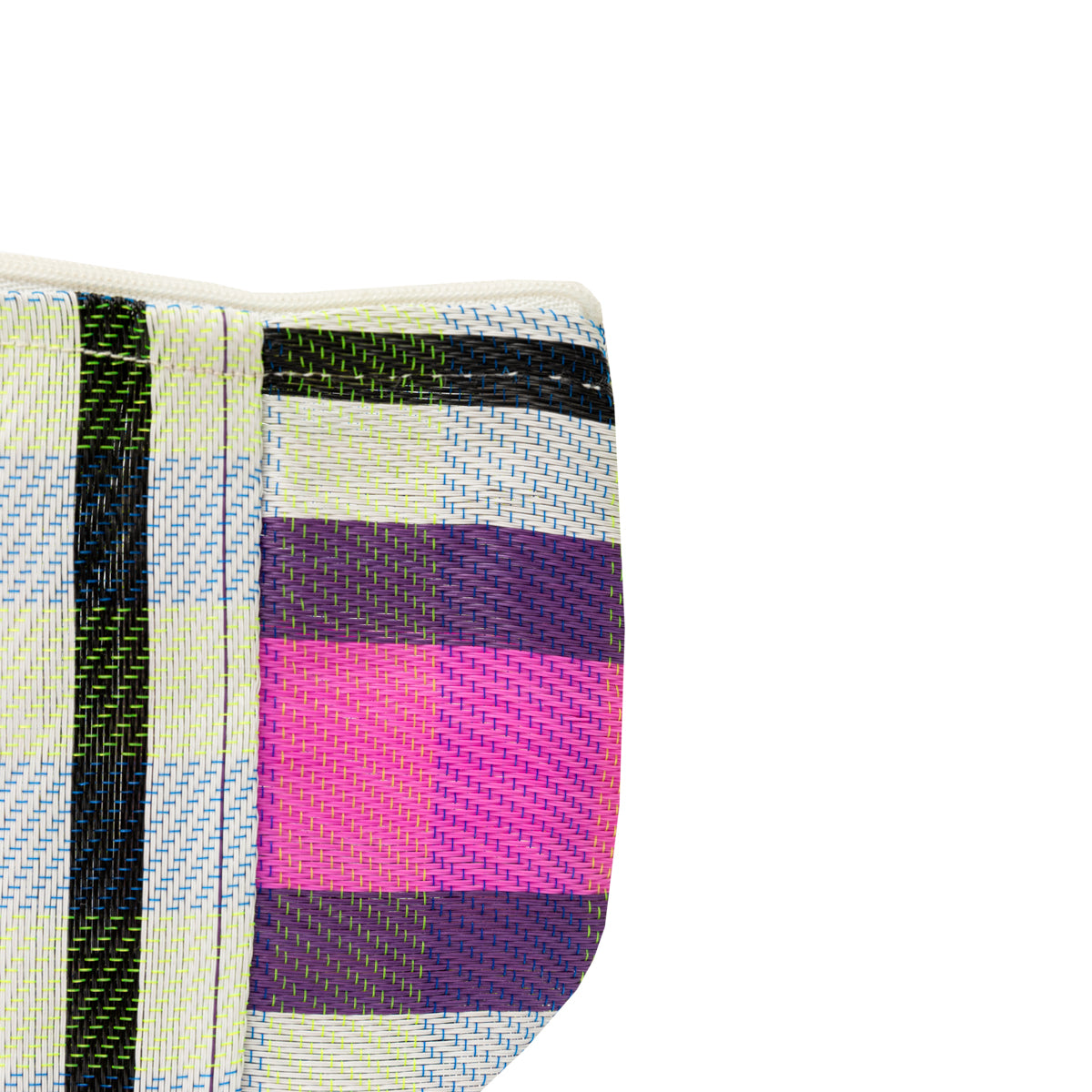 Necessaire de praia listrada – Roxo, branco e preto. 